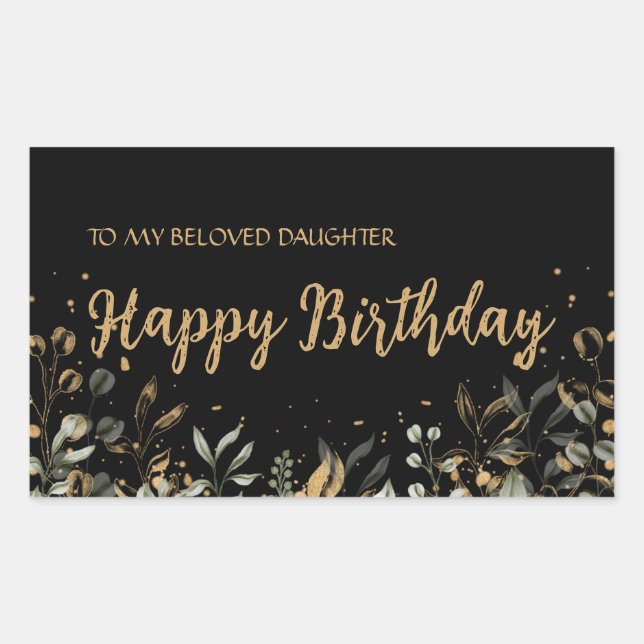 Black Gold Happy Birthday Sticker (Vorderseite)
