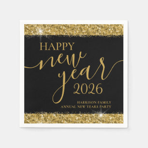 Black Gold Happy New Year 2023 Custom Serviette