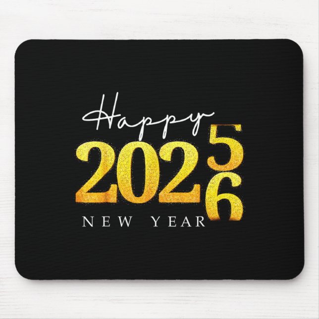 Black Gold Happy New Year 2026 New Years Eve Party Mousepad (Vorne)