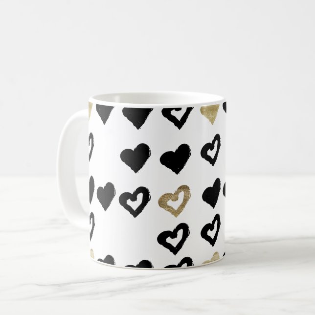 Black & Gold Heart Tasse (Vorderseite Links)