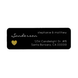 Black Gold Heart Wedding Rücksendeadresse