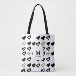 Black & Gold Heft Monogram Tote Bag