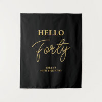 Black & Gold Hello 40th Birthday Party Welcome