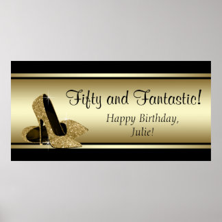 Black Gold High Heel Geburtstagsparty Banner Poster