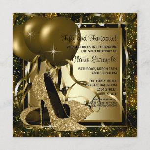 Black Gold High Heels Frauen Geburtstagsparty Einladung