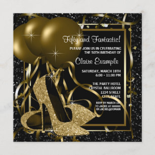 Black Gold High Heels Frauen Geburtstagsparty Einladung