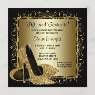Black Gold High Heels Frauen Geburtstagsparty Einladung