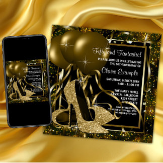 Black Gold High Heels Frauen Geburtstagsparty Einladung