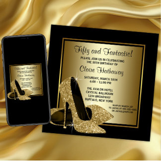 Black Gold High Heels Frauen Geburtstagsparty Einladung