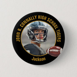 Black Gold High School Football Player Photo Button