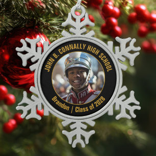 Black Gold High School Marschier-Band Foto-Geschen Schneeflocken Zinn-Ornament