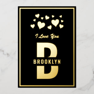 Black Gold Hipster Monogram Happy Valentine Day Folien Feiertagskarte