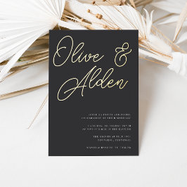 Black & Gold-Hochzeit Folieneinladung