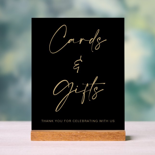 Black Gold Hochzeitkarten und Geschenktisch Acrylschild (Neutral)