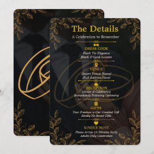 Black Gold Hochzeitseinladung Details Karte