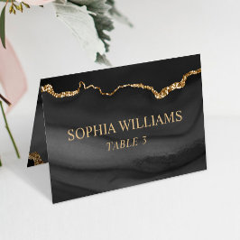 Black & Gold Hochzeitskarte Tischnummer