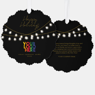 Black Gold Holiday Business Logo Weihnachtsgeschen Ornament Karte