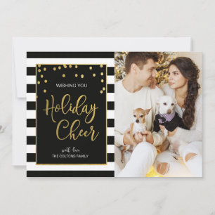 Black & Gold Holiday Cheer Weihnachtskarte Feiertagskarte