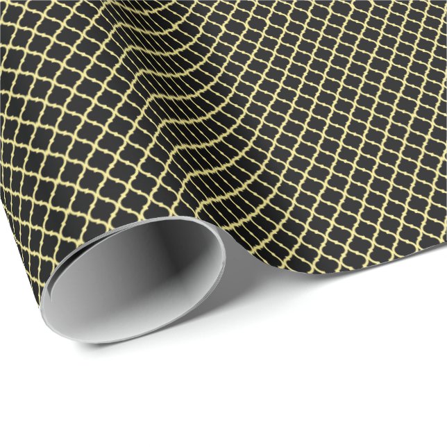 Black Gold Honeycomb Wrapping Paper Geschenkpapier (Rolleneckpunkt)