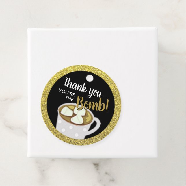 Black Gold Hot Cocoa Bomben | Elegante Hochzeit Geschenkanhänger (Beispiel)