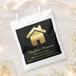 Black & Gold House Real Anwesen Agent Realtor Geschenktütchen