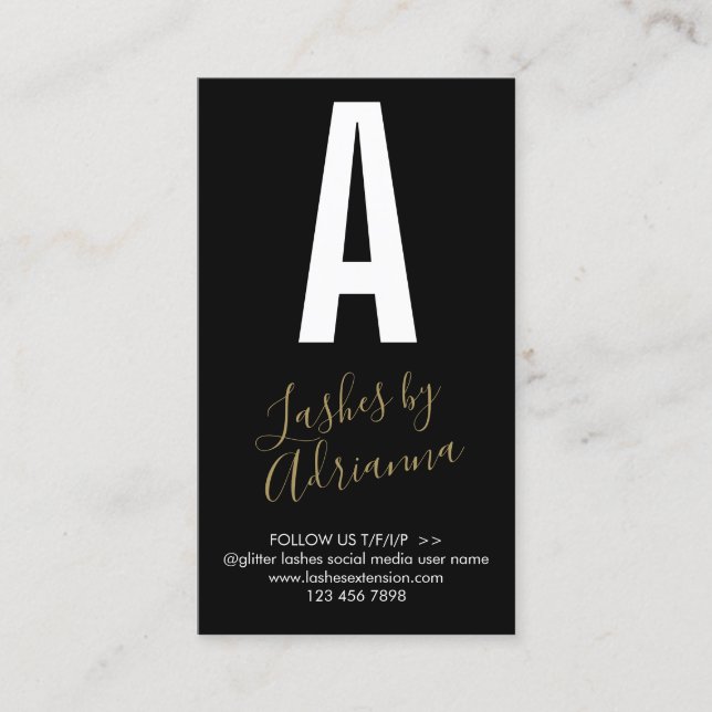 Black Gold Icon Makeup Lash Extension Aftercare Visitenkarte (Vorderseite)