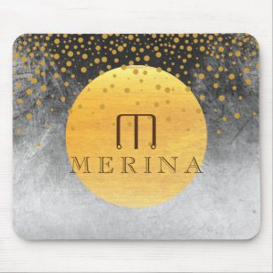 Black Gold Imitate Foil Confetti Glitzer Moon Mousepad