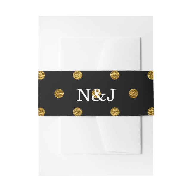 Black & Gold Imitate Foil Polka Dots Modern Glam Einladungsbanderole (Vorderseite Beispiel)