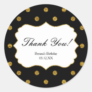 Black & Gold Imitate Foil Polka Dots Party Sticker