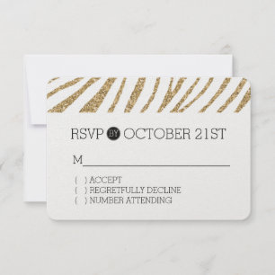 Black Gold Imitate Glitzer Zebra Print UAWG RSVP Karte