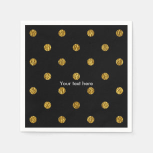 Black & Gold Imitats Foil Polka Dots Party Napkins Serviette