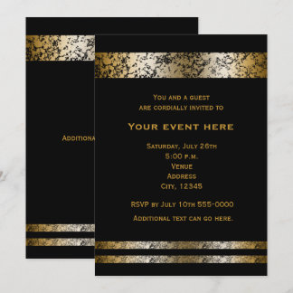 Black & Gold Imitats Marble Elegante Veranstaltung Einladung