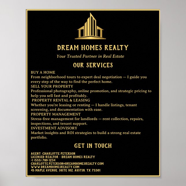 Black & Gold Immobilien  Poster (Vorne)