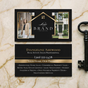 Black Gold Immobilienmakler Foto Custom Logo Visitenkarte
