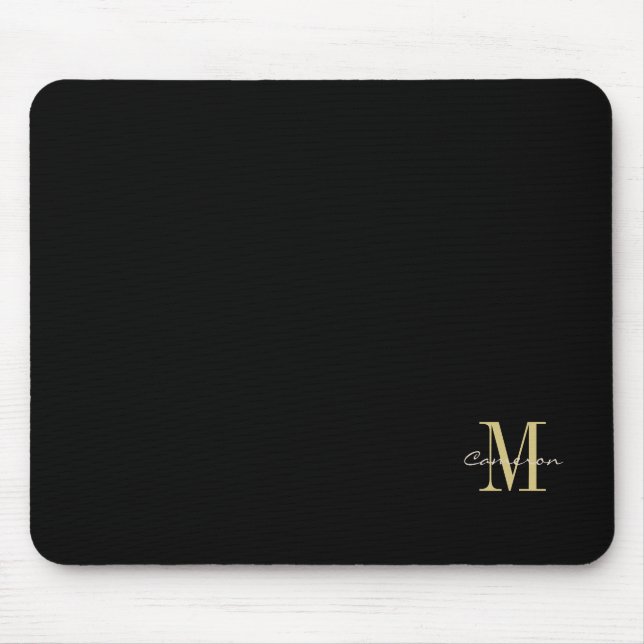 Black Gold Initial und Name Personalisiertes Gesch Mousepad (Vorne)