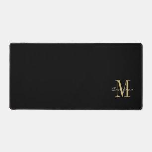 Black Gold Initial und Name Personalisiertes Gesch Schreibtischunterlage