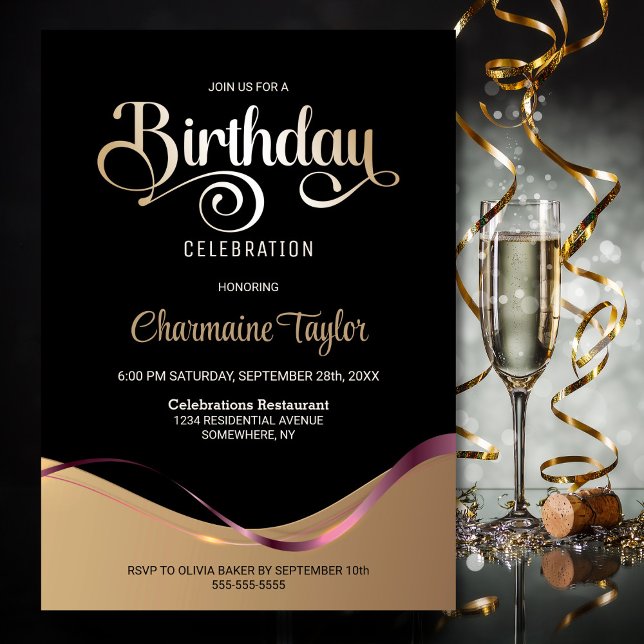 Black Gold jedes Alters Geburtstagsparty Einladung (Von Creator hochgeladen)