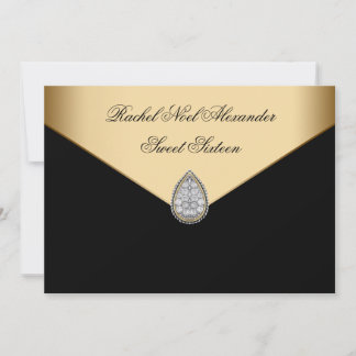 Black Gold Jewel Classy 16 . Geburtstag Einladung