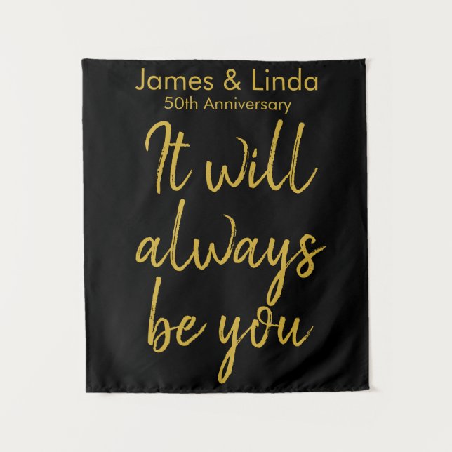 Black Gold Jubiläum Party Foto Stand Hintergrund Wandteppich (Vorderseite)