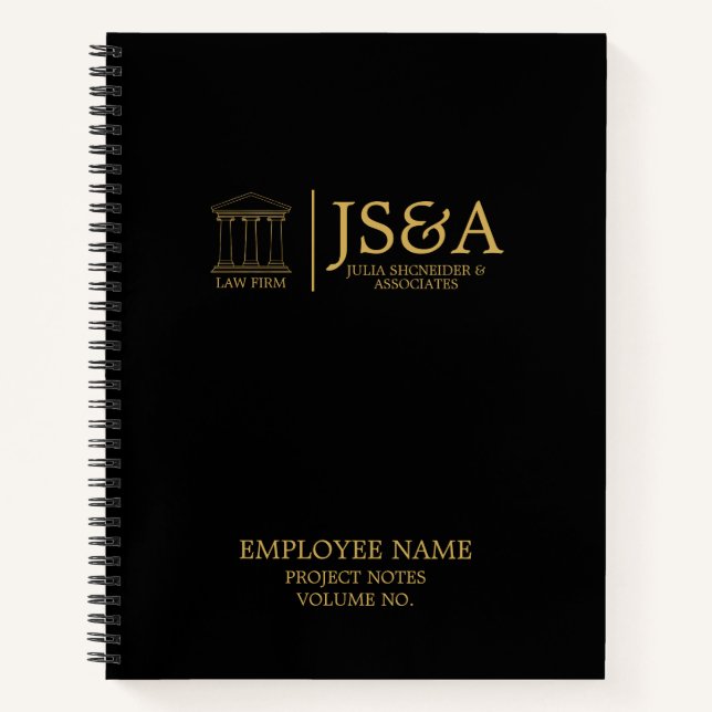 Black Gold Justice Columns Law Firm Notizbuch (Vorderseite)