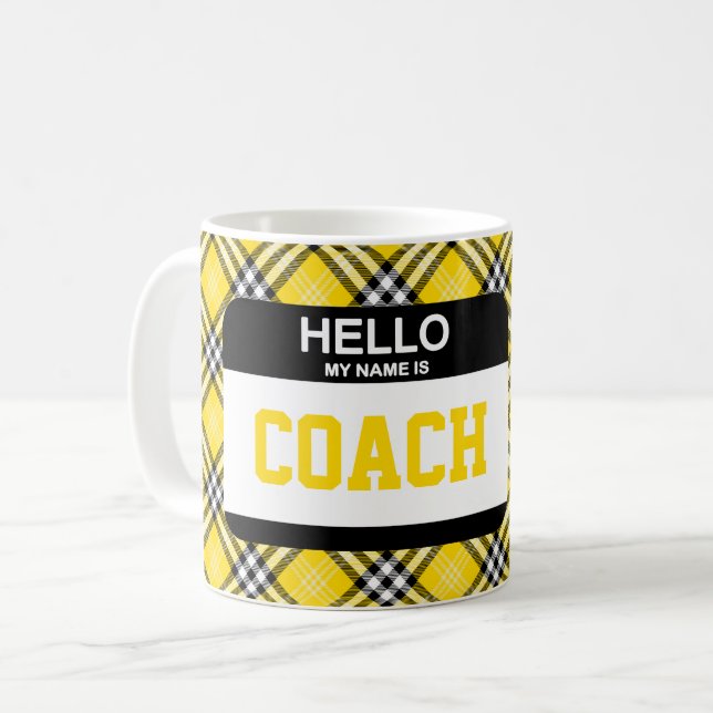 Black Gold Kariert COACH Name Kaffeetasse (Vorderseite Links)