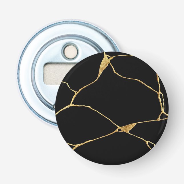 Black Gold Kintsugi Ancient Kintsukuroi Flaschenöffner (Vorderseite)