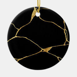 Black Gold Kintsugi Ancient Kintsukuroi Keramik Ornament