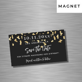 Black gold Konfetti Geburtstag speichern Sie das D Magnetkarte