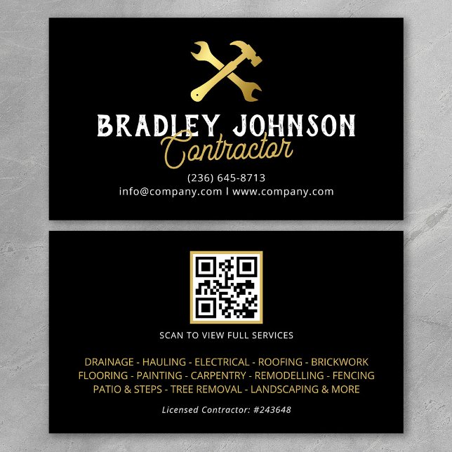 Black Gold Konstruktion Gebäude QR Code Visitenkarte (Von Creator hochgeladen)
