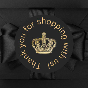 Black Gold Kronen Geschäft Vielen Dank Runder Aufkleber