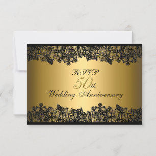 Black & Gold Lace 50 Jahre UAWG RSVP Karte