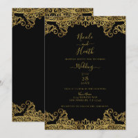 Black & Gold Lace Elegante Hochzeit