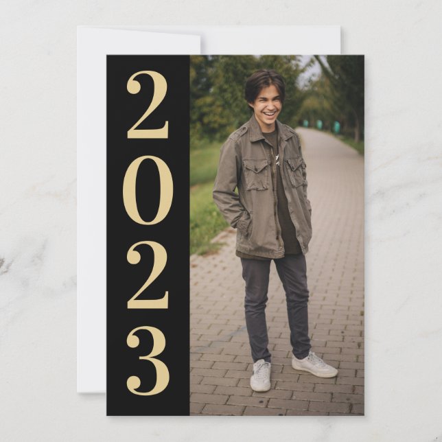 Black Gold Large Number 2022 Grad Open House Einladung (Vorderseite)