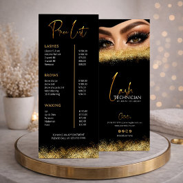 Black & Gold Lash Tech Price List | Luxury Beauty Werbekarte